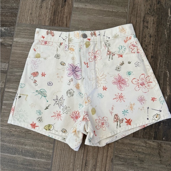 New Sample Levis High Waisted Space Doodle Jean Shorts size 27 - Picture 2 of 10